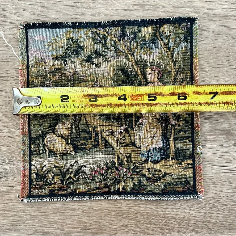 Vintage Needlepoint Classic Made in France Square Tapestry Fabric Garden 7” x 7”